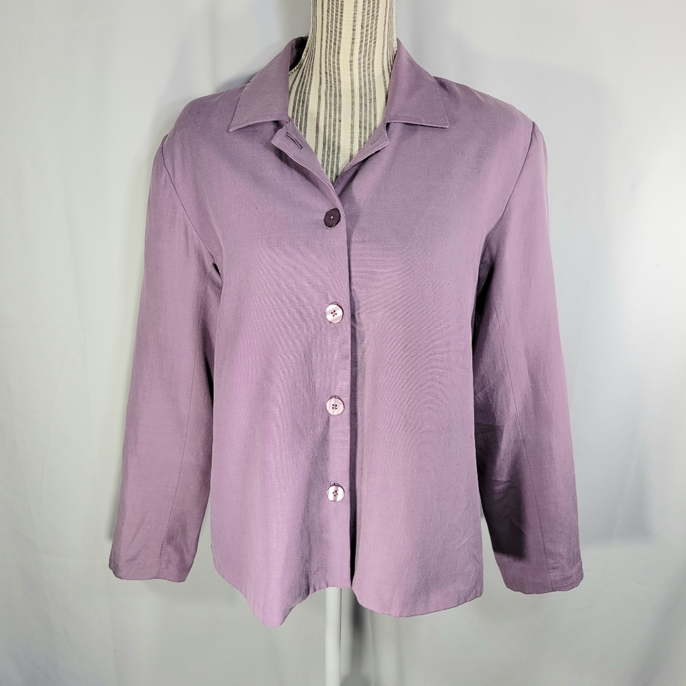 Andrea Viccaro Silk & Linen Purple Four Button Blazer Size Medium